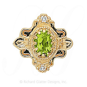 GS345 PD/D - 14 Karat Gold Slide with Peridot center and Diamond accents 